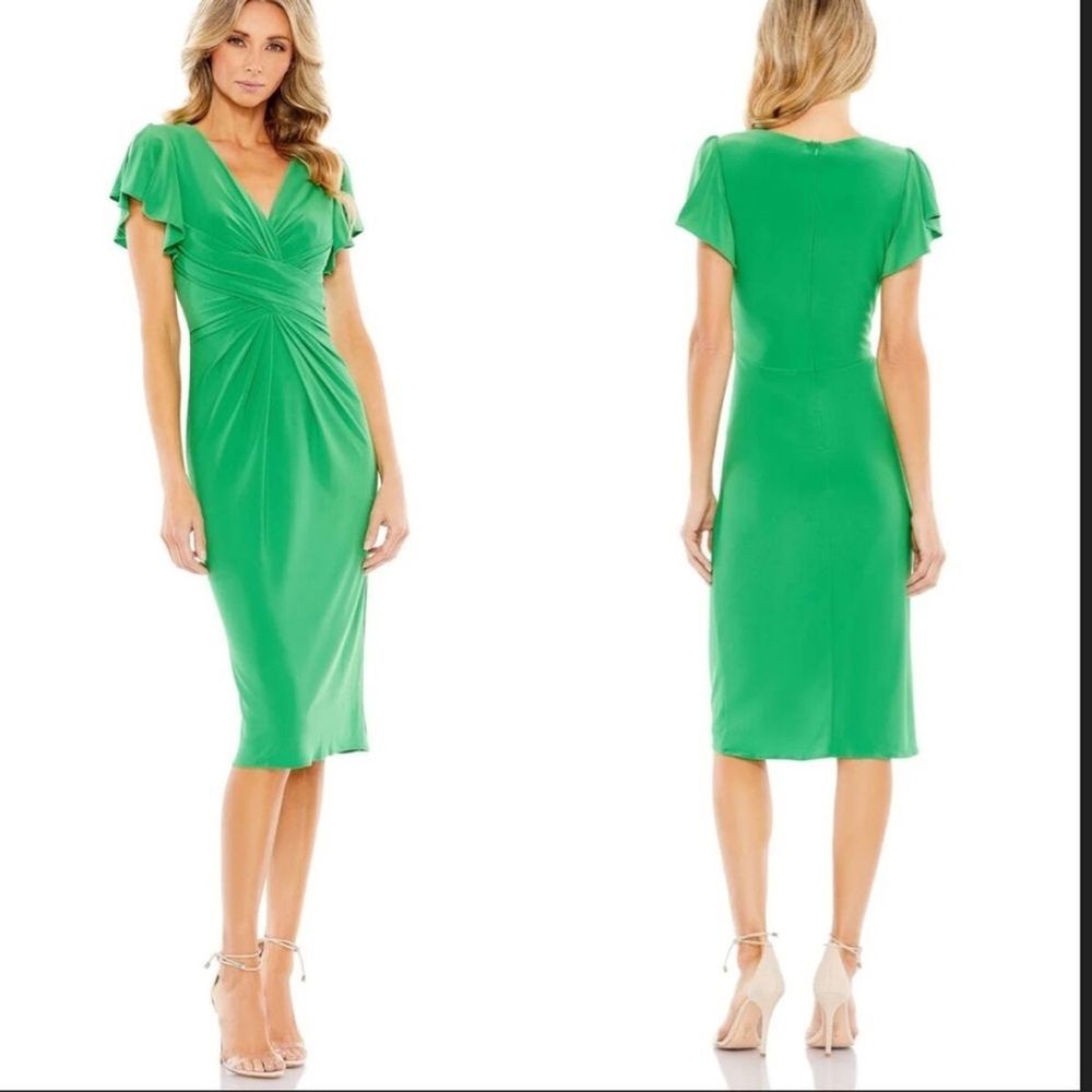 Short Sleeve Midi Wedding-Guest Party Dress